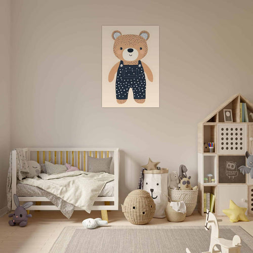 Artfulprints  Stoere beer in tuinbroek   poster 70x100 cm - vtwonen shop