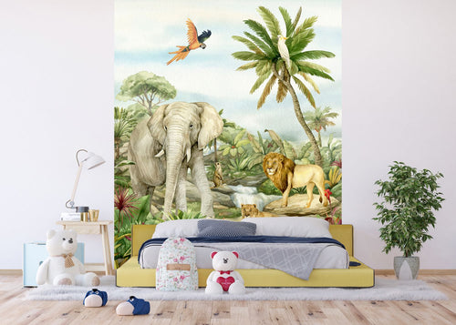 Sanders & Sanders fotobehang jungle dieren groen - 225 x 270 cm - 601205