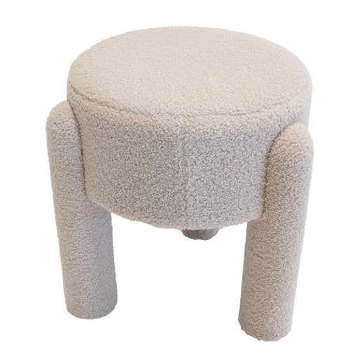 Giga Meubel Poef Yara - Bouclé - Taupe - 44x44x42cm - vtwonen shop