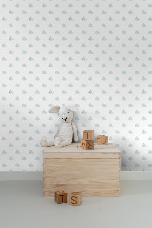 Sanders & Sanders behang walvissen vergrijsd groen en wit - 53 cm x 10 m - 640564 - vtwonen shop