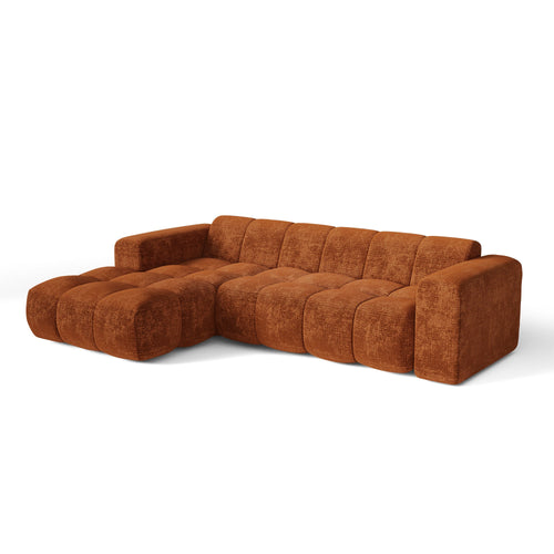 Premium Interiors - Linkerhoekbank BLOOM - gewaafd fluweel terracotta 290cm