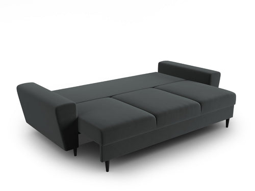 Cosmopolitan Design Slaapbank met opbergdoos Kyoto 3-zits, flueel donkergrijs - 100x235x88cm