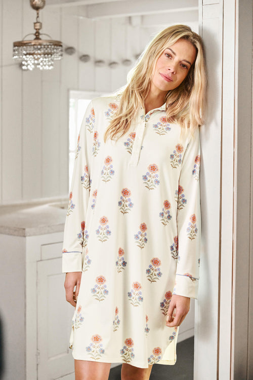 Pip Studio - Daaltje Nachthemd Lange Mouw Dames - Tanaka - Wit - XS - vtwonen shop