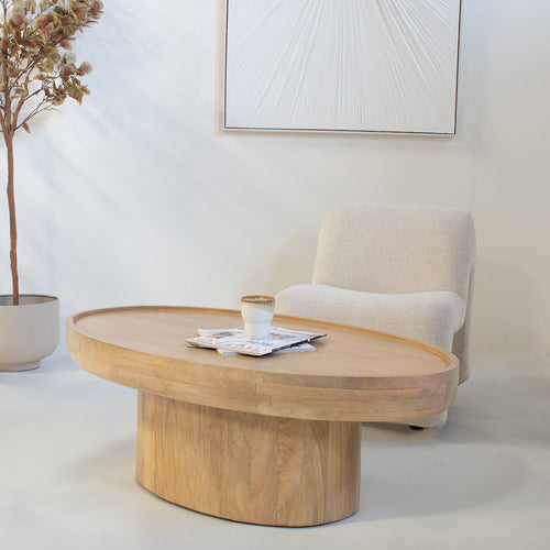 DÉJA Living Salontafel Sola Ovaal - Mangohout - Naturel - 120x65x39cm - vtwonen shop