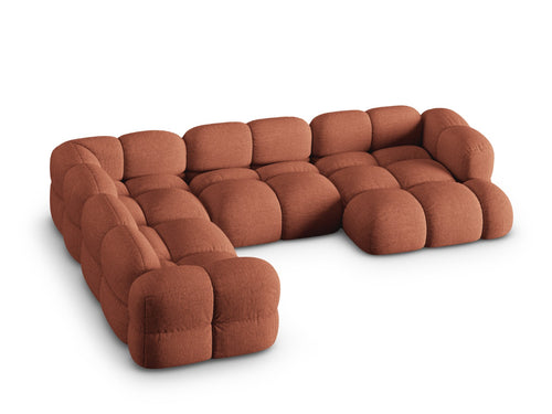 Cosmopolitan Design Panoramische hoekbank links Loretto 5-zits, structurele stof koraal - 250x345x68cm