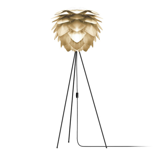 Umage Silvia Medium vloerlamp brushed brass - met tripod zwart - Ø 50 cm - vtwonen shop