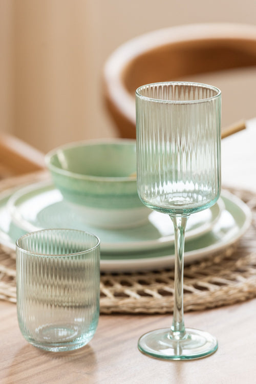 J-Line glas Kyle - glas  - transparant/groen - 6 stuks