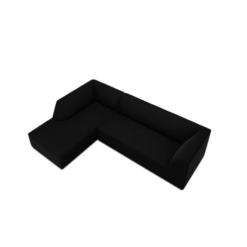 Cosmopolitan Design - Modulaire hoekbank links Siena 4-zits, flueel zwart - 180x273x69cm