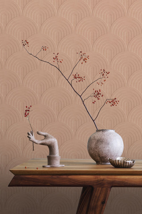 ESTAhome behang 3D-motief terracotta roze - 53 cm x 10.05 m - 131110