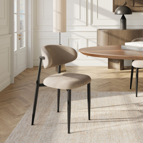 Premium Interiors - Set van 2 stoelen LINA - zacht aanvoelende geweven stof mol 52cm