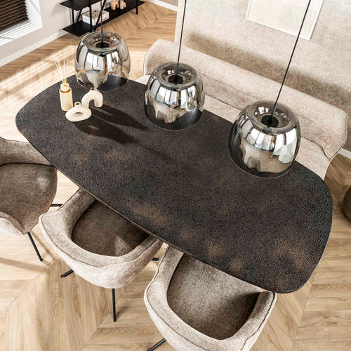 Hoyz Collection - Eettafel Metallic Deens Ovaal 215 Cm - Zwartbruin - vtwonen shop
