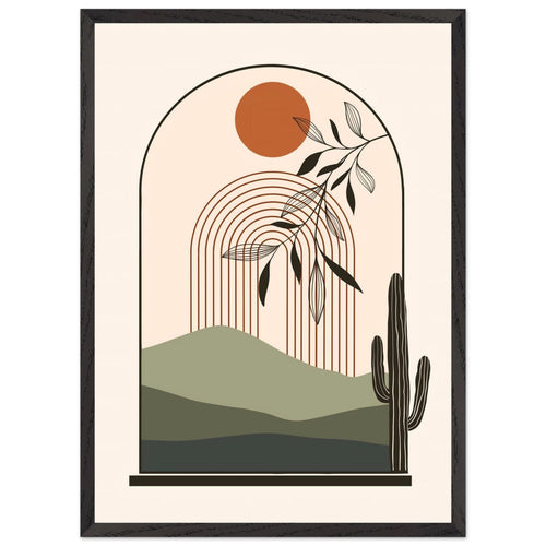 Artfulprints Poster met Lijst Boho – Desert window   - 50x70 cm - Meerkleurig