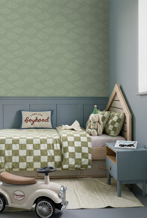ESTAhome behang wolkjes groen - 50 x 900 cm - 131223