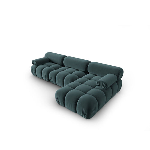 Cosmopolitan Design - Modulaire hoekbank rechts Cortina 4-zits, flueel turkoois - 155x282x70cm