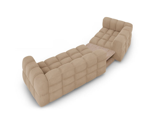 Cosmopolitan Design linker modulaire bank Sky 3-zits, flueel, zand - 148x353x70cm