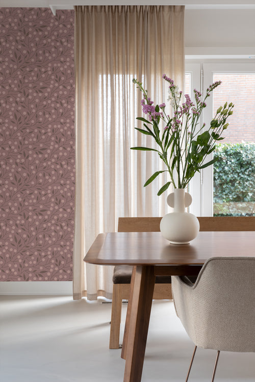 ESTAhome behang bloemmotief oudroze en aubergine paars - 50 x 900 cm - 131130 - vtwonen shop