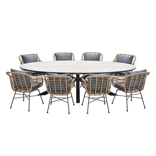 Garden Impressions tuinset Lucas - Tulli bruin - light teak look - 9-delig