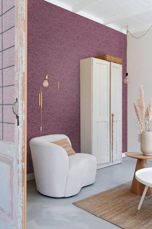 ESTAhome behang vintage bloemen aubergine paars - 50 x 900 cm - 131683
