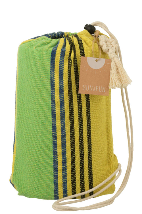 J-Line hangmat Strepen - katoen/polyester - groen/geel/blauw