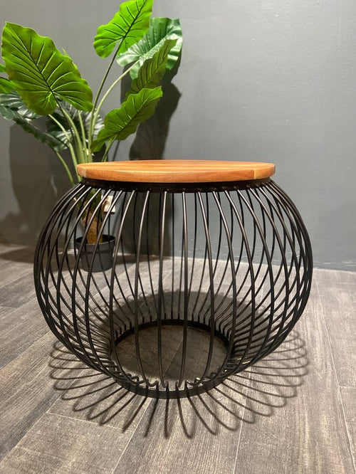 FurniLux Salontafel Mangohout - Bijzettafel - Rond - Industrieel - 65 x 65 x 51cm (lxbxh) - vtwonen shop