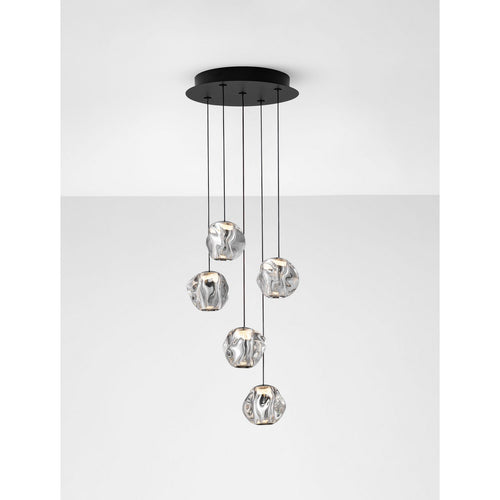 Nova Luce IFOS Hanglamp met clusterdesign, zandkleurig zwart, chroom, Triac dimbare LED 25W 1301lm 3000K