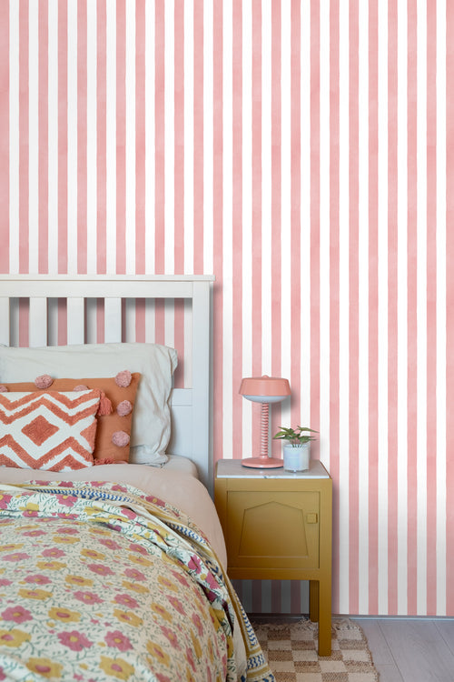 ESTAhome behang strepen roze en wit - 50 x 900 cm - 131306 - vtwonen shop