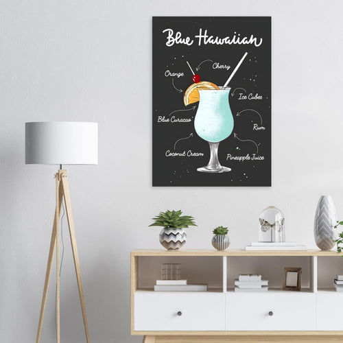 Artfulprints  Blue Hawaiian cocktail – Illustratie   poster 50x70 cm - vtwonen shop