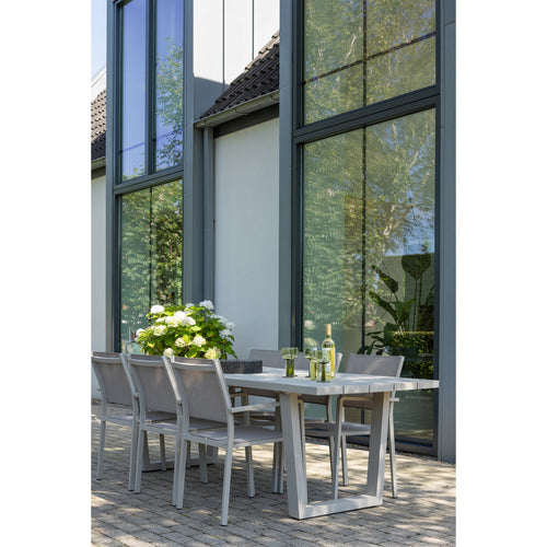 WOOOD tuintafel Bear & tuinstoelen Fowl - Aluminium - Zand - 75x240x87