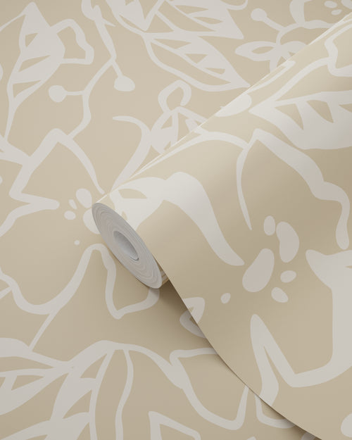 ESTAhome behang bladeren en bloemen beige - 50 x 900 cm - 131376 - vtwonen shop