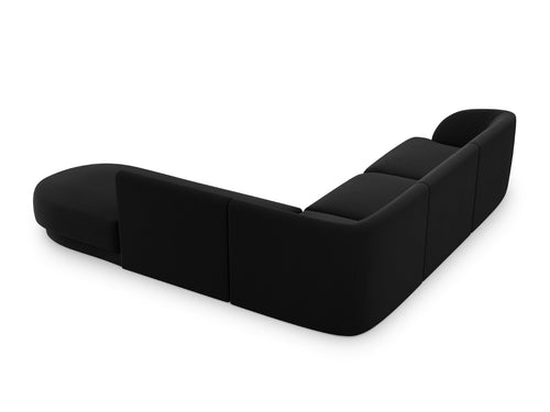 Micadoni rechter hoekbank Miley 6-zits, flueel, zwart - 248x255x70cm
