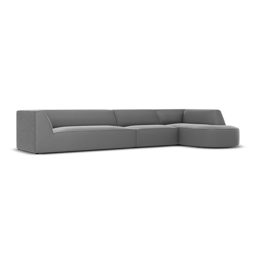 Cosmopolitan Design - Modulaire hoekbank rechts Siena 5-zits, flueel grijs - 180x366x69cm