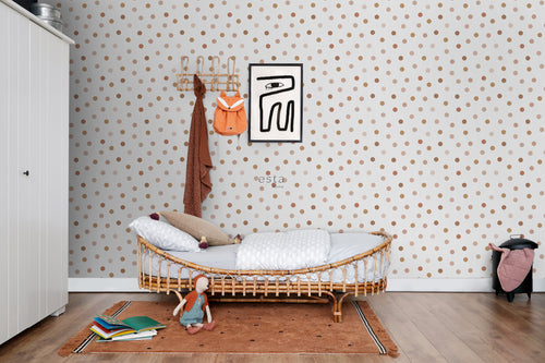 ESTAhome behang stippen terracotta en wit - 53 cm x 10.05 m - 139349 - vtwonen shop