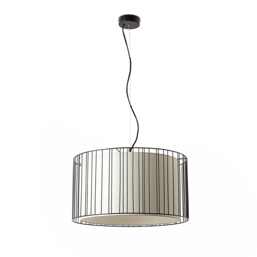 Faro Linda - 1-lichts hanglamp wit, zwart met witte kap, E27