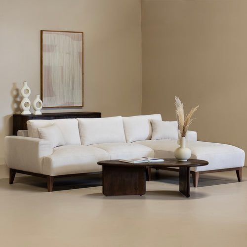 Giga Meubel Chaise Longue Rechts Bordeaux - Beige - Stof/Textiel - 270x165x66cm