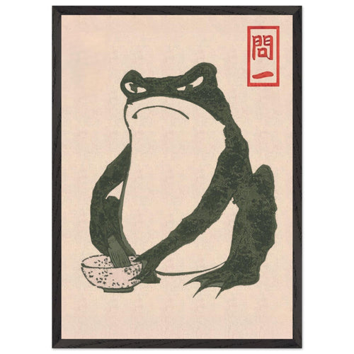 Artfulprints Poster met Lijst Matsumoto Hoji - Frog I   - 50x70 cm - Groen