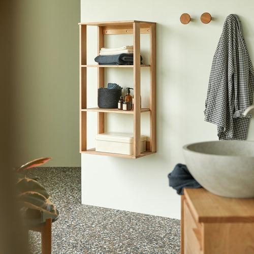 Tikamoon Kolomkast in massief heveahout eikenkleur - Naturel