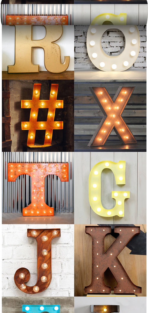 ESTAhome XXL behang houten marquee letters oranje 50 x 900 cm 158816