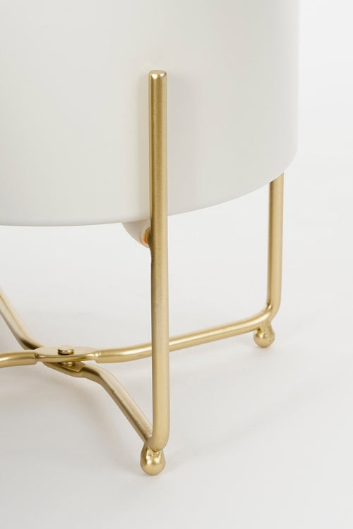 Mica Decorations Aries Bloempot op Standaard - Set van 3 - H32 x Ø24 cm - Wit - vtwonen shop