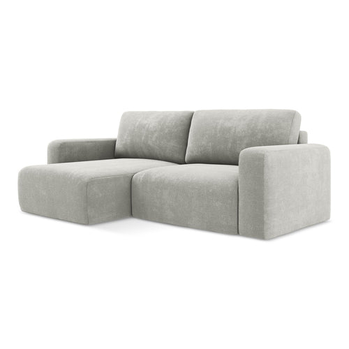 LaMiaSofa hoekbank links Ostia - chenille stof - lichtgrijs - 244x149x79