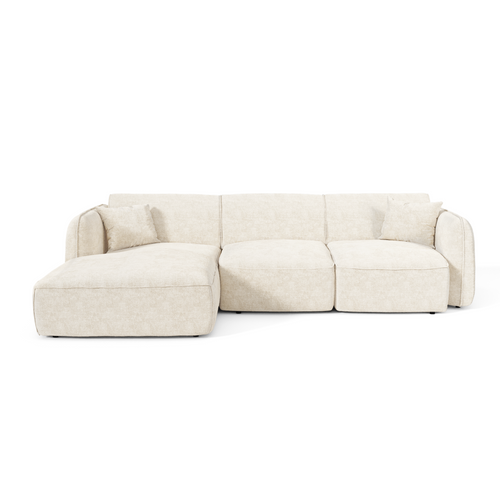 Premium Interiors - Linkerhoekbank LOMI - gewaafd fluweel crème 274cm