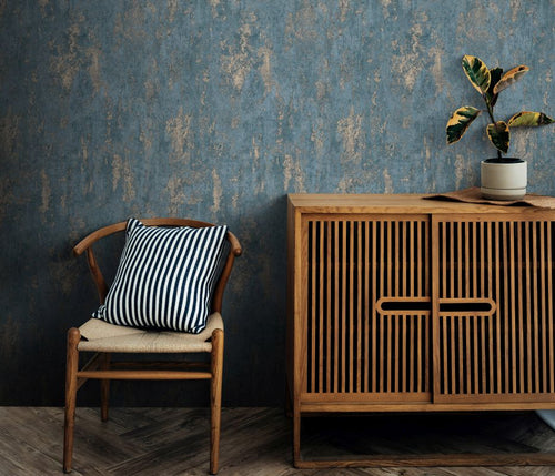 Erismann behang roestige look vergrijsd blauw - 53 cm x 10.05 m - 661436 - vtwonen shop