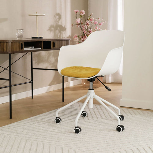 Nolon Nout-Liz Bureaustoel Wit - Okergeel Kussen - Wit Onderstel - vtwonen shop