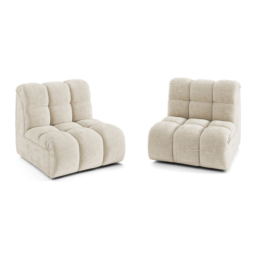 Premium Interiors - Bank SEVEN - gewaafd fluweel beige 162cm