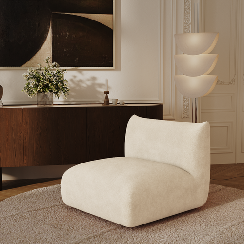 Sia Home - Fauteuil NOOMA - chenillefluweel crème 97cm