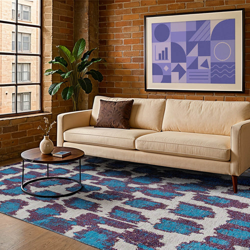 Lola&Moi vloerkleed Blue Duck - blauw -140x200cm - vtwonen shop