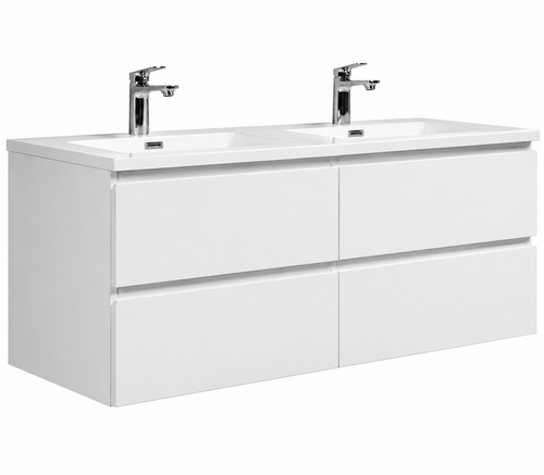 Badplaats Badkamermeubel Set Angela 140 cm – Wit Hoogglans – Badmeubel met Wastafel