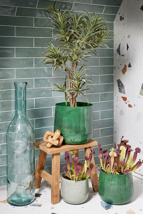 Mica Decorations Benson Bloempot - H22 x Ø24 cm - Metaal - Lichtgrijs