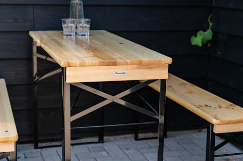 MaximaVida inklapbare picknicktafel Berlijn 120 x 50 cm 3-laags blanke lak - FSC hout