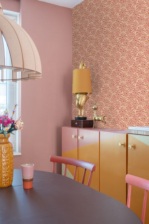 ESTAhome behang madeliefjes terracotta roze - 53 cm x 10.05 m - 131151