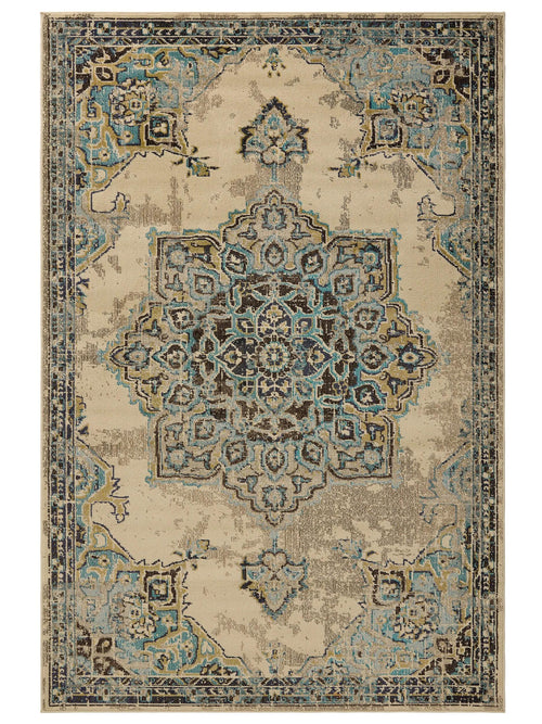 benuta vloerkleed Casa - beige/turkoois - 140x200 cm